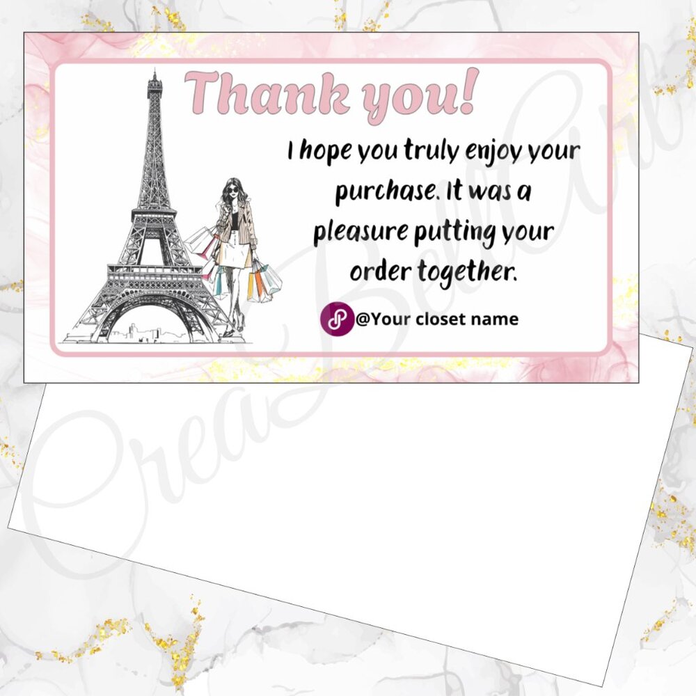 120 Pack Paris fashion Personalized Thank You Cards & Stickers - Picture 4 of 8